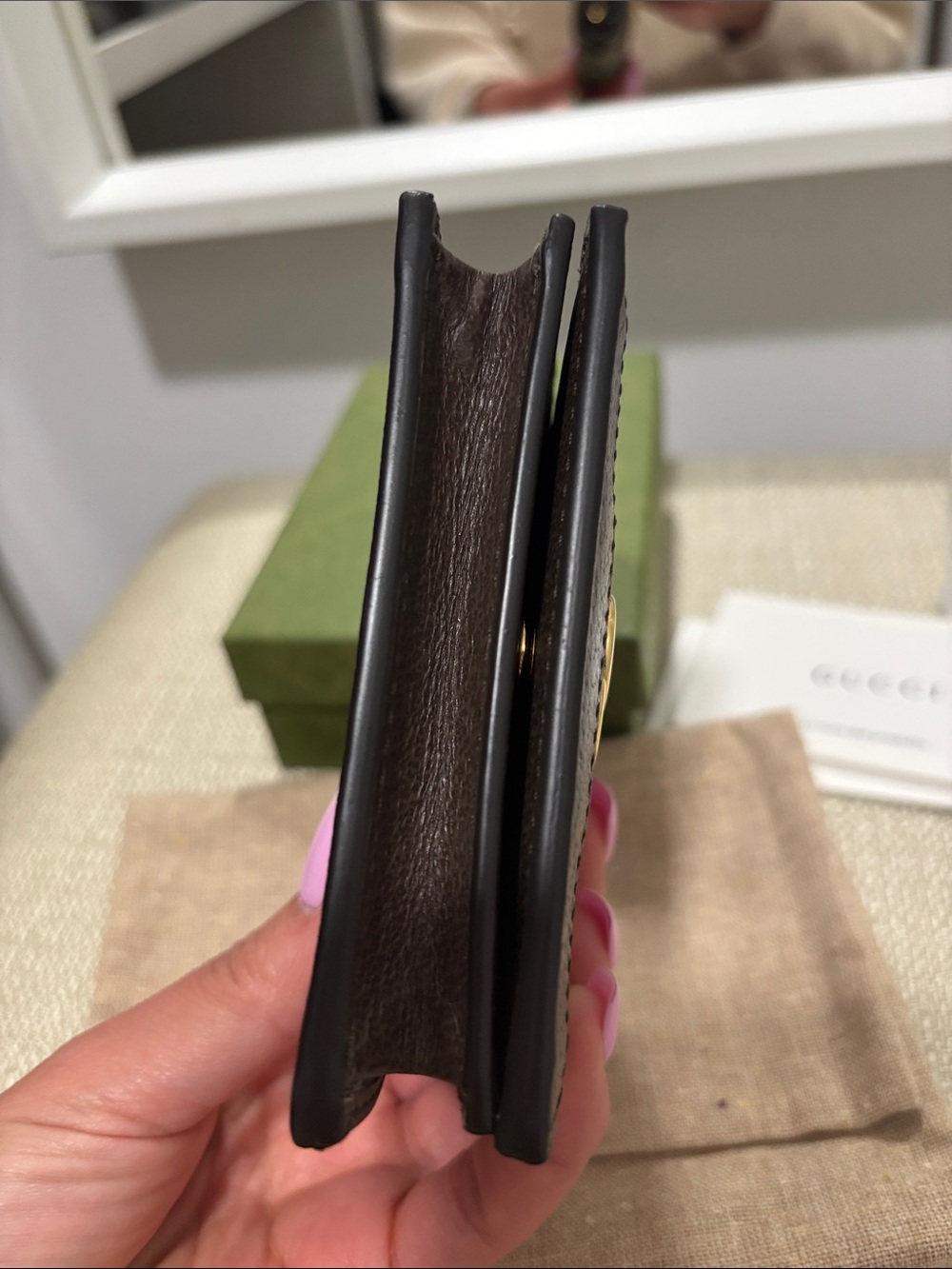 Gucci Brown GG Supreme Canvas Wallet with Web Stripe - Picture 4 of 9